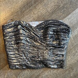 NWT Ronny Kobo Collection for Free People Black and Silver Sequin Top